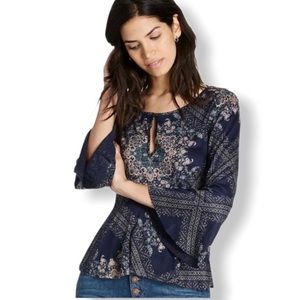 Lucky Brand Printed Bell Sleeve Top Paisley